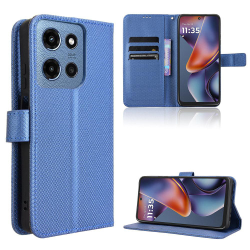 Moto G 2025 Diamond Texture Leather Phone Case - Blue